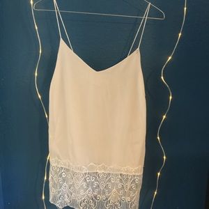 Spaghetti strap lace trim top